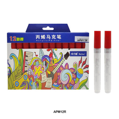 Gift To Love | Acrylic Paint Marker | Color : Red | Pcs : 12 Pcs | Code : APM12R