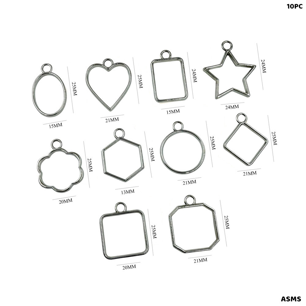 Gift To Love | Bezels Mix Shape Set | Color : Silver | Pcs : 10 Pcs | Code : ASMS