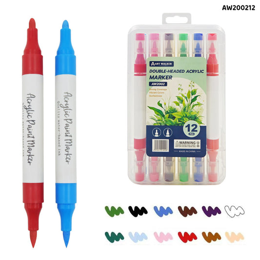 Gift To Love | Acrylic Paint Marker Double Head | Pcs : 12 Color | Code : AW200212