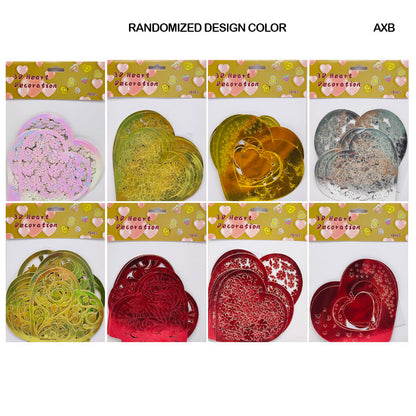 Gift To Love | 3D Heart Decoration Metallic Sticker | Pcs : 12 Heart | Code : AXB