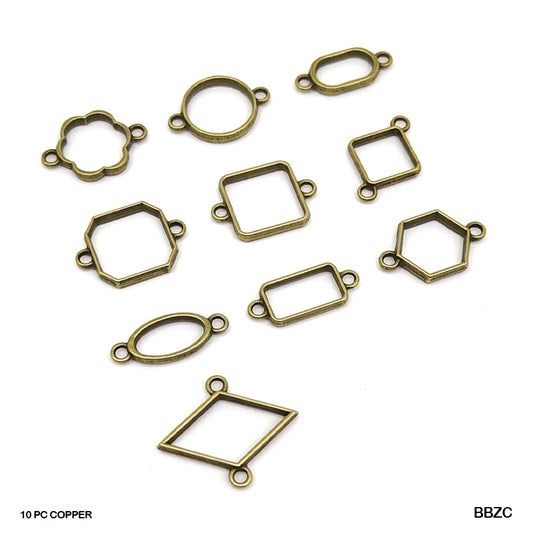 Gift To Love | Bezels Mix Shape Set | Color : Copper | Pcs : 10 Pcs | Code : BBZC