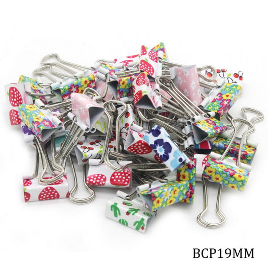 Gift To Love | Binder Clips | Color : Printed | Size : 19 Mm | Pcs : 40 Pcs Box | Code : BCP19MM