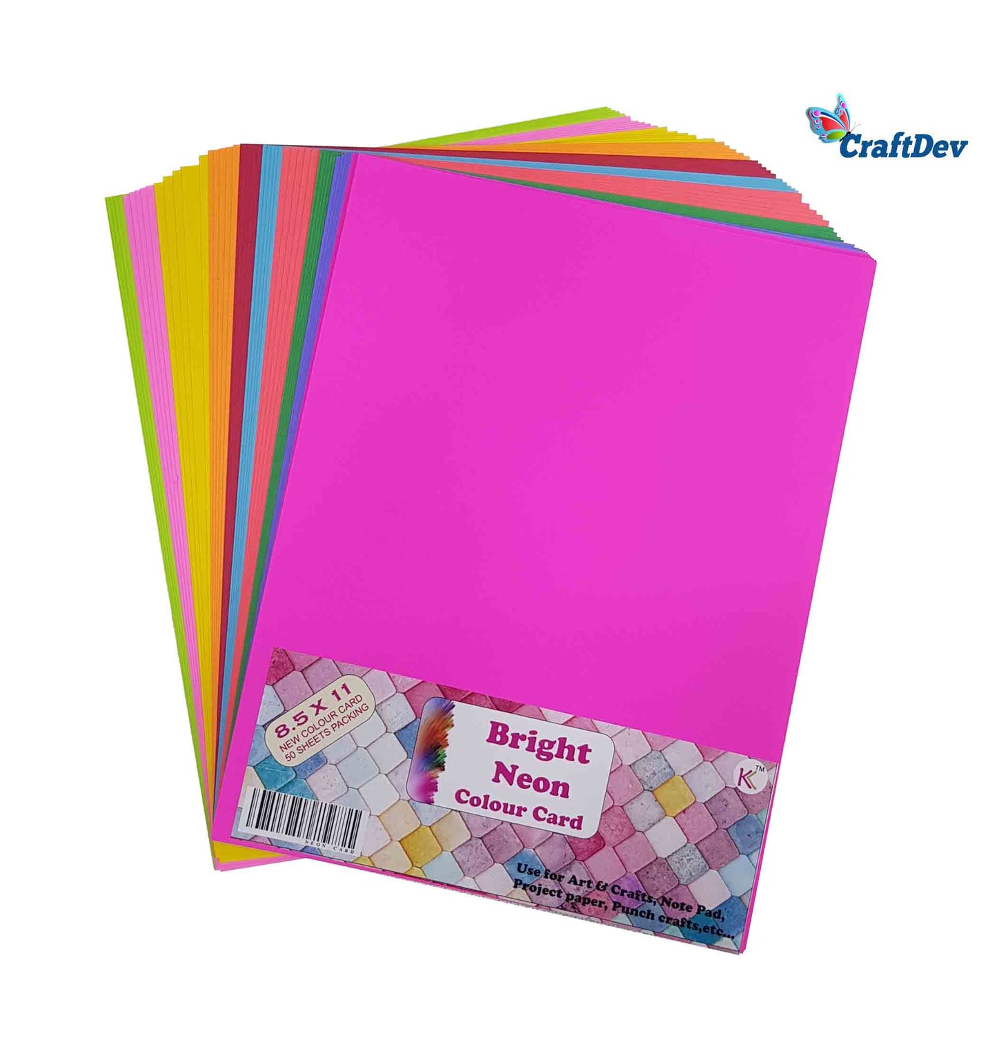 Gift To Love | Bright Neon Color Card Multi | Size : 8.5X11 | Pcs : 50 Sheets | Code : BNC