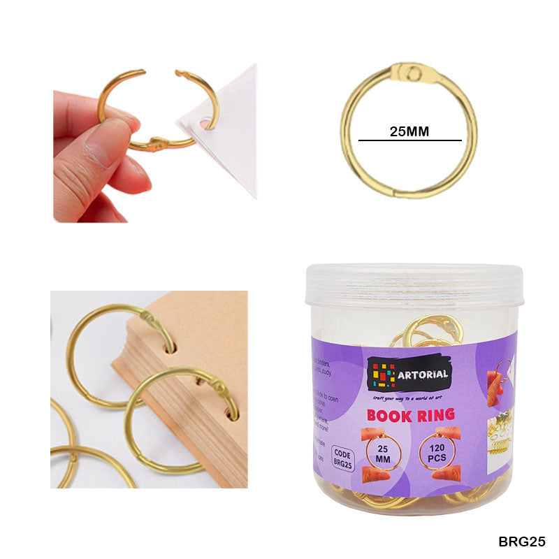 Gift To Love | Book Ring | Color : Gold | Size : 25 Mm | Pcs : 120 Pc | Code : BRG25
