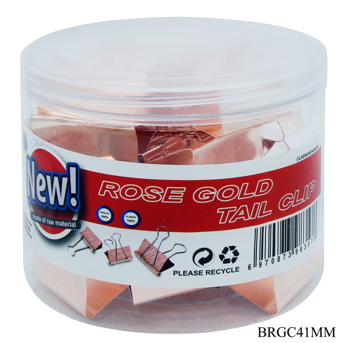 Gift To Love | Binder Clips | Color : Rose Gold | Size : 41 Mm | Pcs : 24 Pcs Box | Code : BRGC41MM