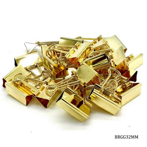 Gift To Love | Binder Clips | Color : Gold | Size : 32 Mm | Pcs : 24 Pcs Box | Code : BRGG32MM