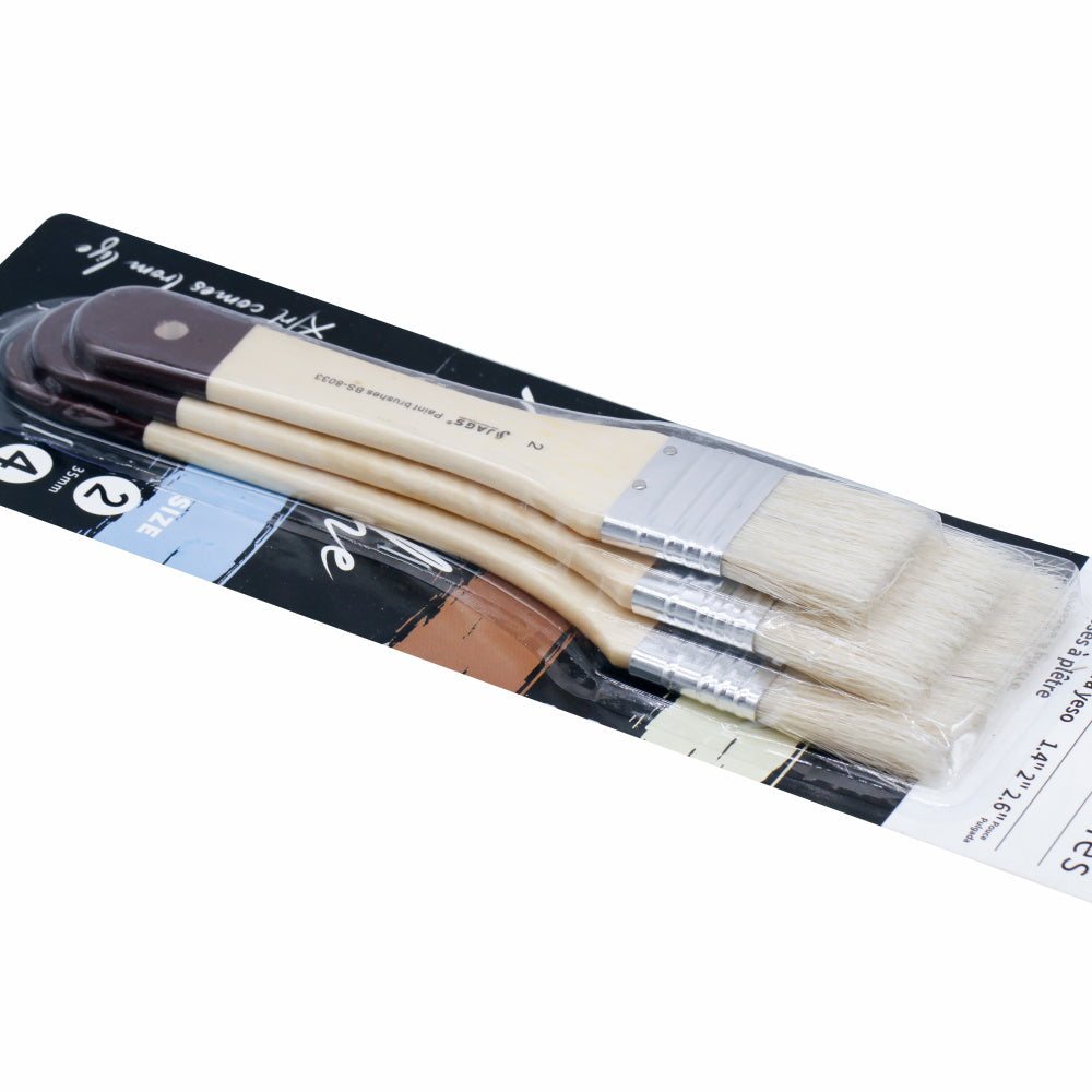 Gift To Love | Gesso Paint Brush Hog Hair | Size : 35 Mm, 50 Mm, 65 Mm | Pcs : 3 Pcs Set | Code : BS-8033