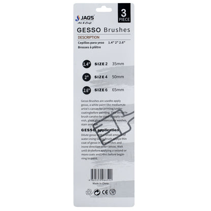 Gift To Love | Gesso Paint Brush Hog Hair | Size : 35 Mm, 50 Mm, 65 Mm | Pcs : 3 Pcs Set | Code : BS-8033