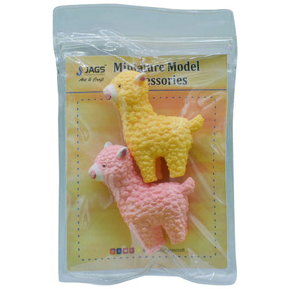 Gift To Love | Miniature Model Alpaca | Color : Pink And Yellow | Pcs : 2 Pcs | Code : C0099-A