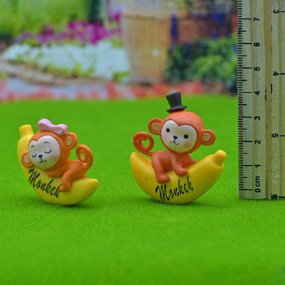 Gift To Love | Miniature Model Monkey With Banana | Pcs : 2 Pcs | Code : C0691-A