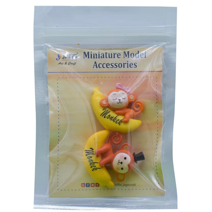 Gift To Love | Miniature Model Monkey With Banana | Pcs : 2 Pcs | Code : C0691-A