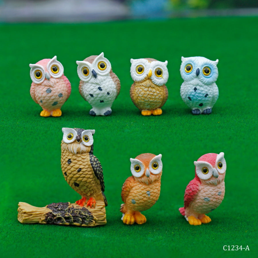 Gift To Love | Miniature Model Owl | Pcs : 7 Pcs | Code : C1234-A