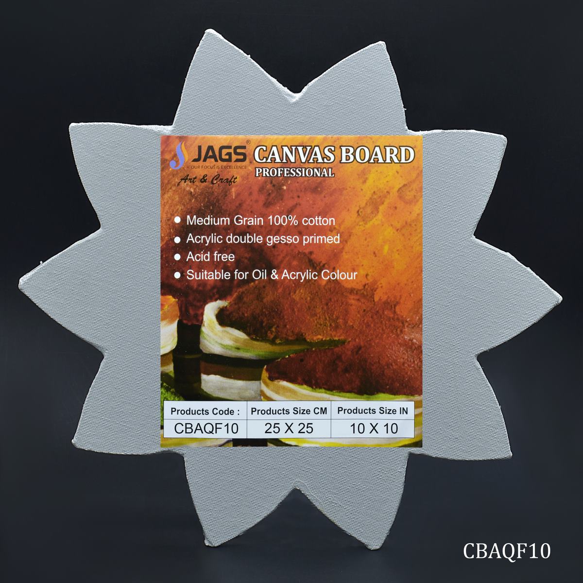 Gift To Love | Canvas Board Artist Quality Flower | Color : White | Size : 10 Inch | Code : CBAQF10