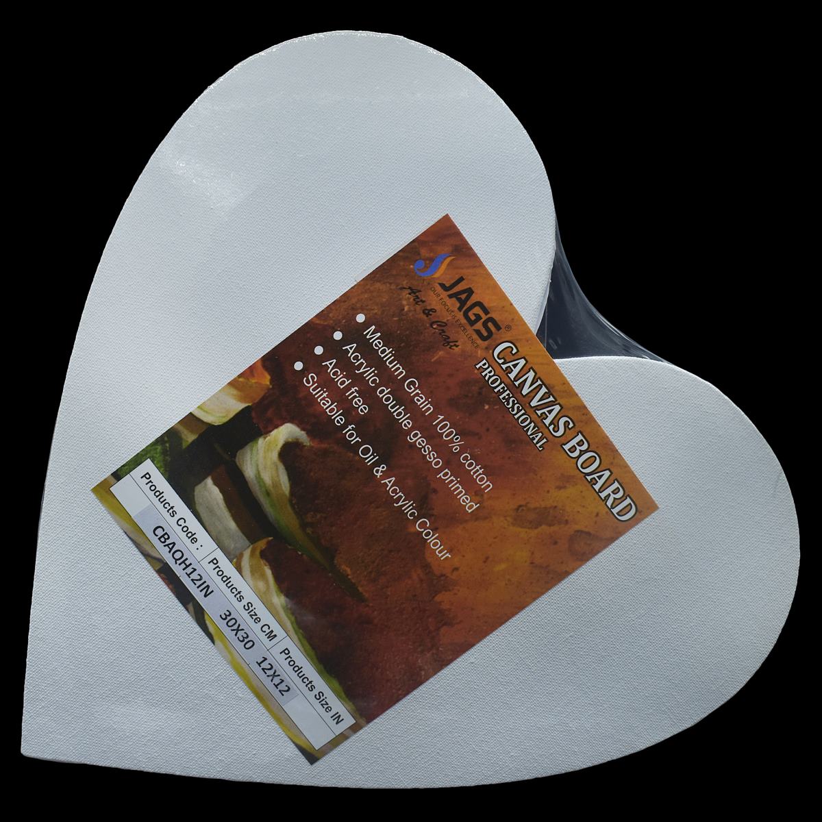 Gift To Love | Canvas Board Artist Quality Heart | Color : White | Size : 12 Inch | Code : CBAQH12IN