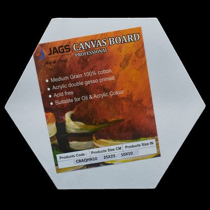 Gift To Love | Canvas Board Artist Quality Hexagon | Color : White | Size : 10 Inch | Code : CBAQHN10