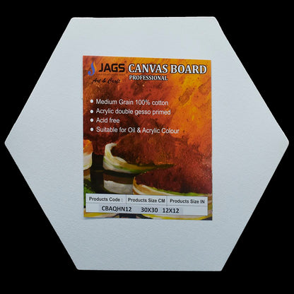 Gift To Love | Canvas Board Artist Quality Hexagon | Color : White | Size : 12 Inch | Code : CBAQHN12