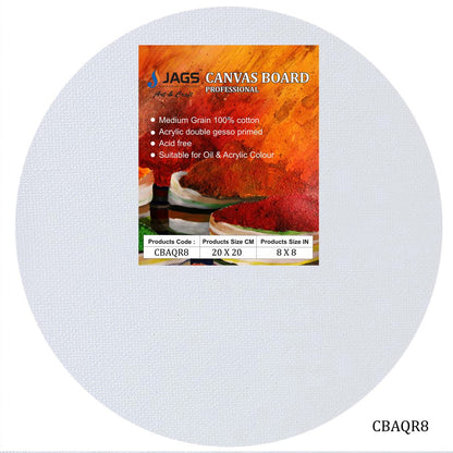 Gift To Love | Canvas Board Round Artist Quality | Color : White | Size : 8 Inch | Code : CBAQR8