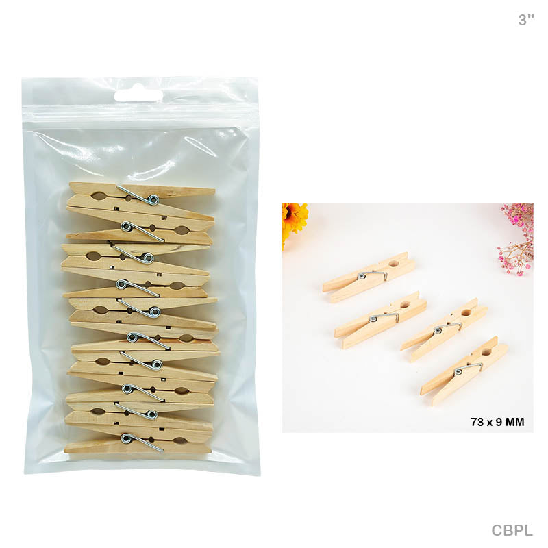 Gift To Love | Clip Big Wooden | Size : 3 Inch | Pcs : 10 Pcs | Code : CBPL