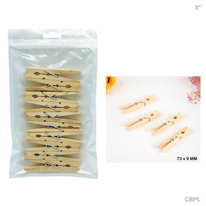 Gift To Love | Clip Big Wooden | Size : 3 Inch | Pcs : 10 Pcs | Code : CBPL