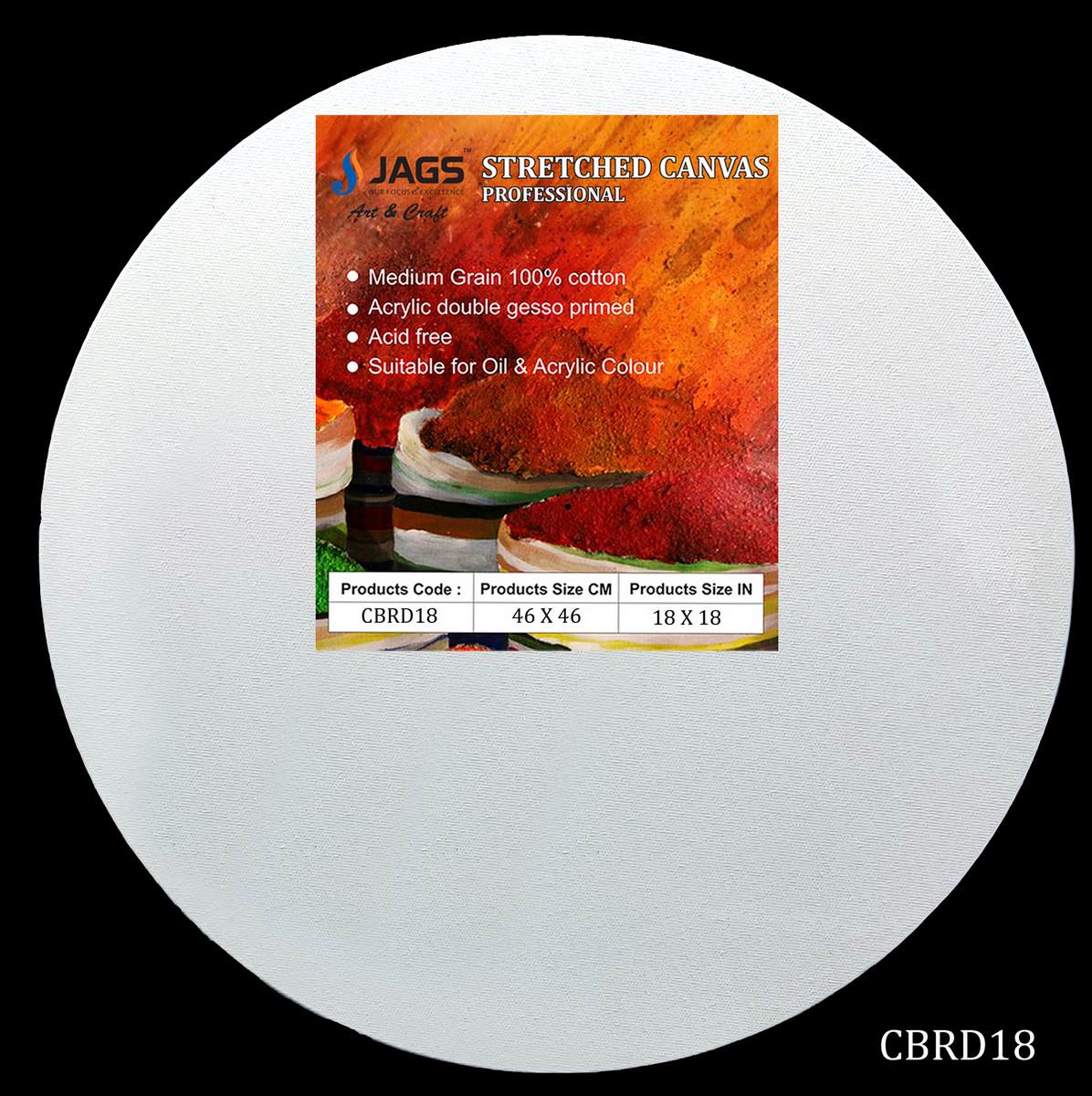 Gift To Love | Canvas Board Stretched Frame Round | Size : 18 Inch | Code : CBRD18