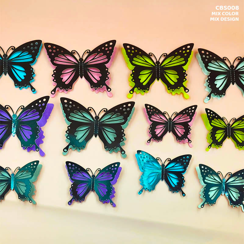 Gift To Love | 3D Butterfly Metallic Glitter Sticker | Pcs : 12 Pcs | Code : CBS008
