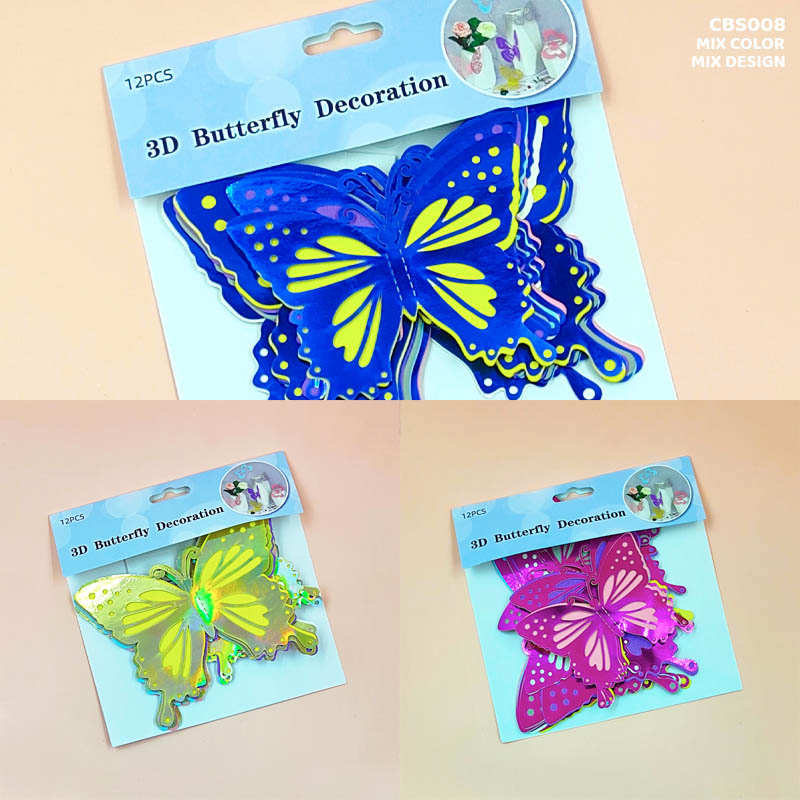 Gift To Love | 3D Butterfly Metallic Glitter Sticker | Pcs : 12 Pcs | Code : CBS008