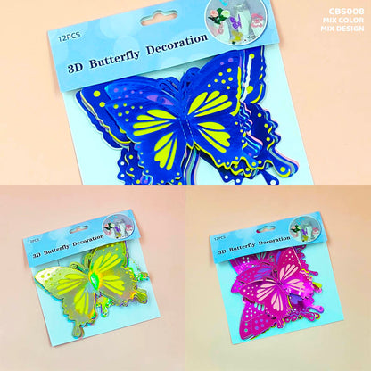 Gift To Love | 3D Butterfly Metallic Glitter Sticker | Pcs : 12 Pcs | Code : CBS008