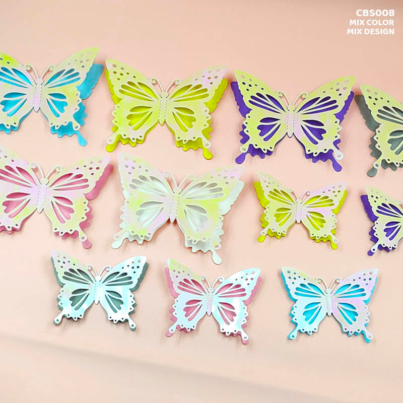 Gift To Love | 3D Butterfly Metallic Glitter Sticker | Pcs : 12 Pcs | Code : CBS008