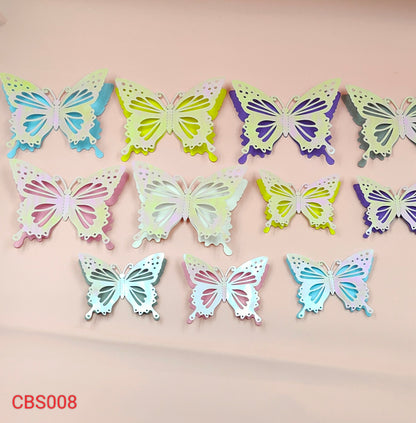 Gift To Love | 3D Butterfly Metallic Glitter Sticker | Pcs : 12 Pcs | Code : CBS008