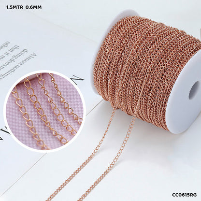 Gift To Love | Chain | Color : Rose Gold | Size : 0.6 Mm | Pcs : 1.5 Mtr | Code : CC0615RG