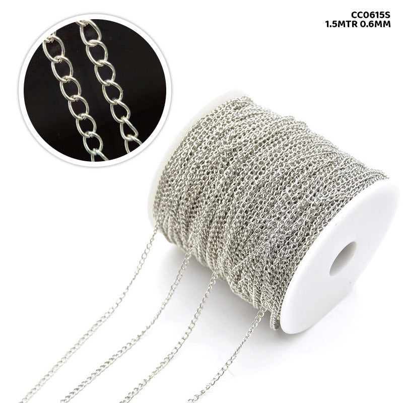 Gift To Love | Chain | Color : Silver | Size : 1.5 Mtr X 0.6 Mm | Code : CC0615S