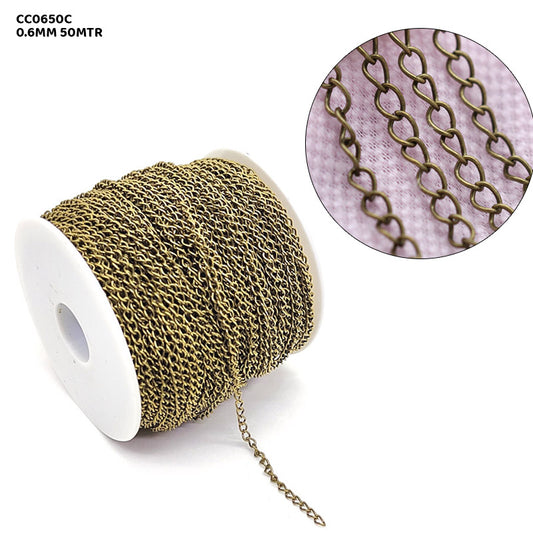 Gift To Love | Chain | Color : Copper | Size : 0.6 Mm | Pcs : 50 Mtr | Code : CC0650C