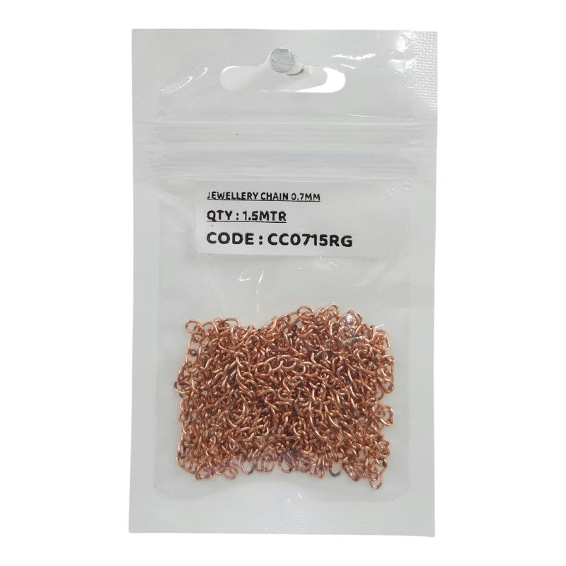 Gift To Love | Chain | Color : Rose Gold | Size : 0.7 Mm X 1.5 Mtr | Code : CC0715RG