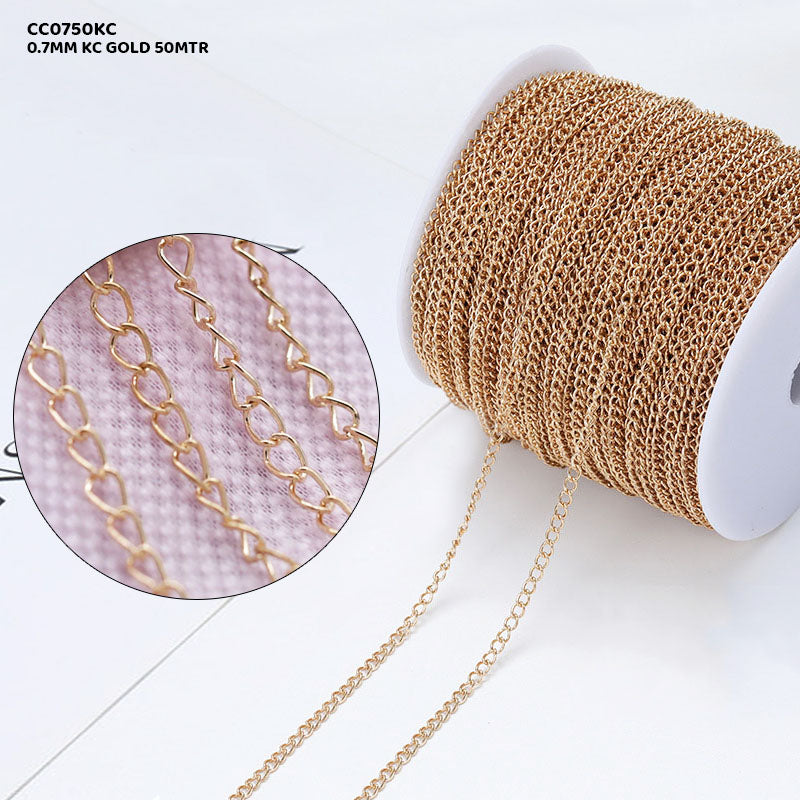 Gift To Love | Chain | Color : Kc Gold | Size : 0.7 Mm | Pcs : 50 Mtr | Code : CC0750KC