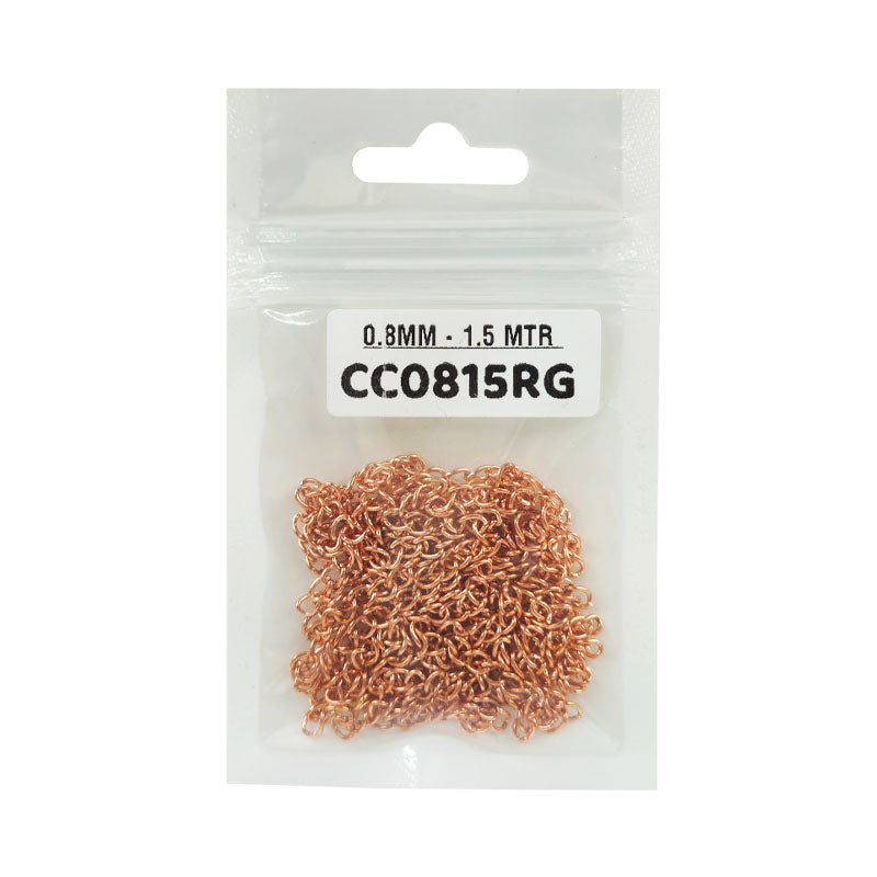 Gift To Love | Chain | Color : Rose Gold | Size : 0.8 Mm | Pcs : 1.5 Mtr | Code : CC0815RG