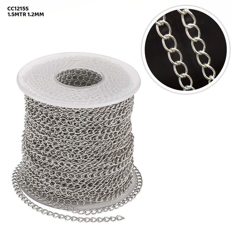 Gift To Love | Chain | Color : Silver | Size : 1.5 Mtr X 1.2 Mm | Code : CC1215S