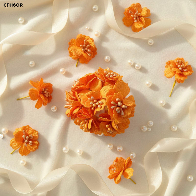 Gift To Love | Cloth Flower | Color : Orange | Pcs : 6 Pcs | Code : CFH6OR