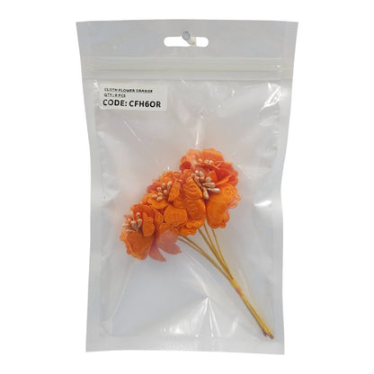 Gift To Love | Cloth Flower | Color : Orange | Pcs : 6 Pcs | Code : CFH6OR
