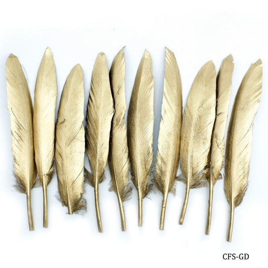 Gift To Love | Feather Artificial Small | Color : Golden | Pcs : 10 Pcs | Code : CFS-GD