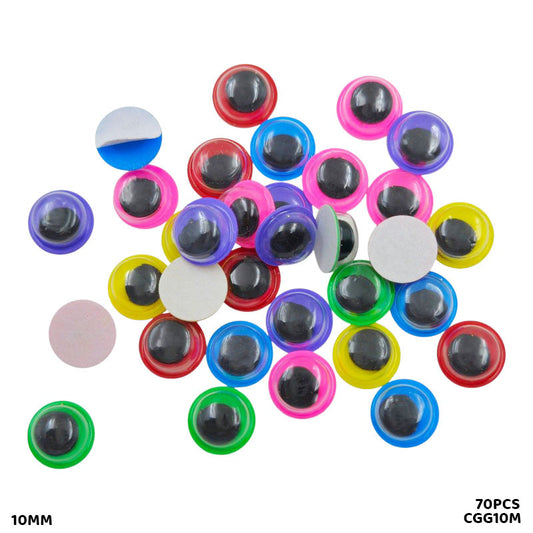 Gift To Love | Googly Eye Colored | Color : Multi | Size : 10 Mm | Pcs : 70 Pcs | Code : CGG10M