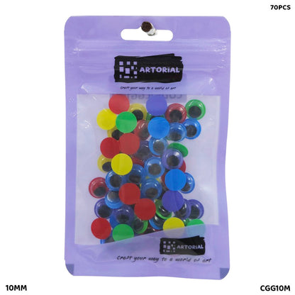 Gift To Love | Googly Eye Colored | Color : Multi | Size : 10 Mm | Pcs : 70 Pcs | Code : CGG10M