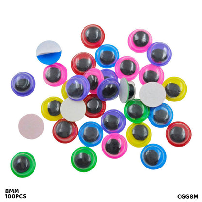 Gift To Love | Googly Eye Colored | Color : Multi | Size : 8 Mm | Pcs : 100 Pcs | Code : CGG8M