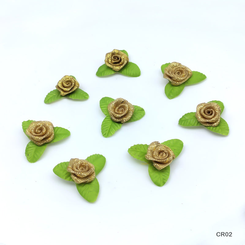 Gift To Love | Satin Cloth Flower | Color : Gold | Pcs : 72 Pcs | Code : CR02
