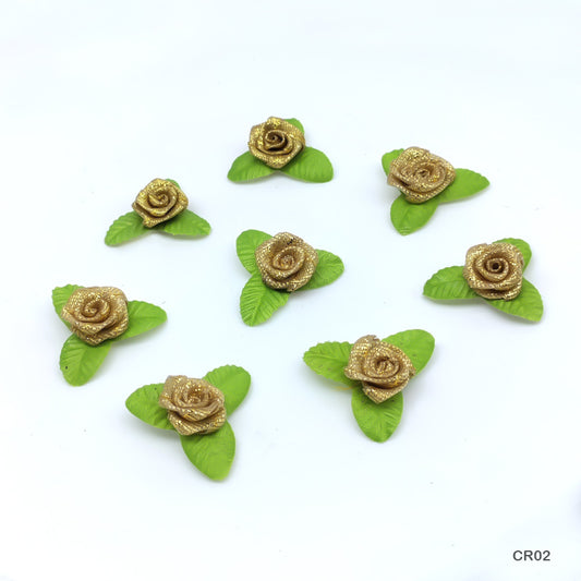 Gift To Love | Satin Cloth Flower | Color : Gold | Pcs : 72 Pcs | Code : CR02