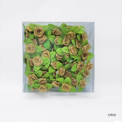 Gift To Love | Satin Cloth Flower | Color : Gold | Pcs : 72 Pcs | Code : CR02