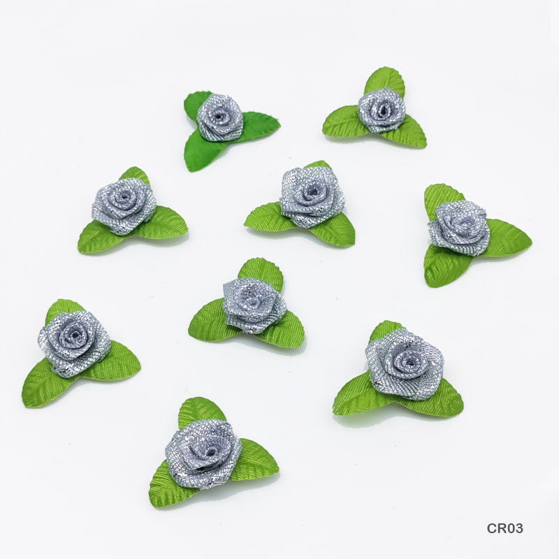 Satin Cloth Flower 72Pc Silver (Cr03)-Gift To Love-Art & Craft