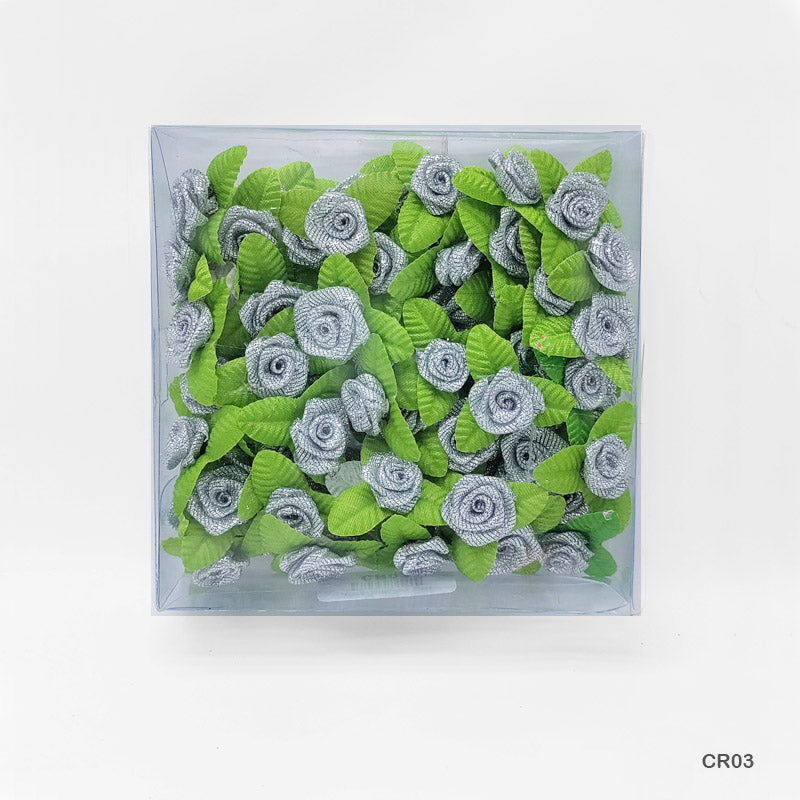Satin Cloth Flower 72Pc Silver (Cr03)