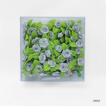 Gift To Love | Satin Cloth Flower | Color : Silver | Pcs : 72 Pcs | Code : CR03