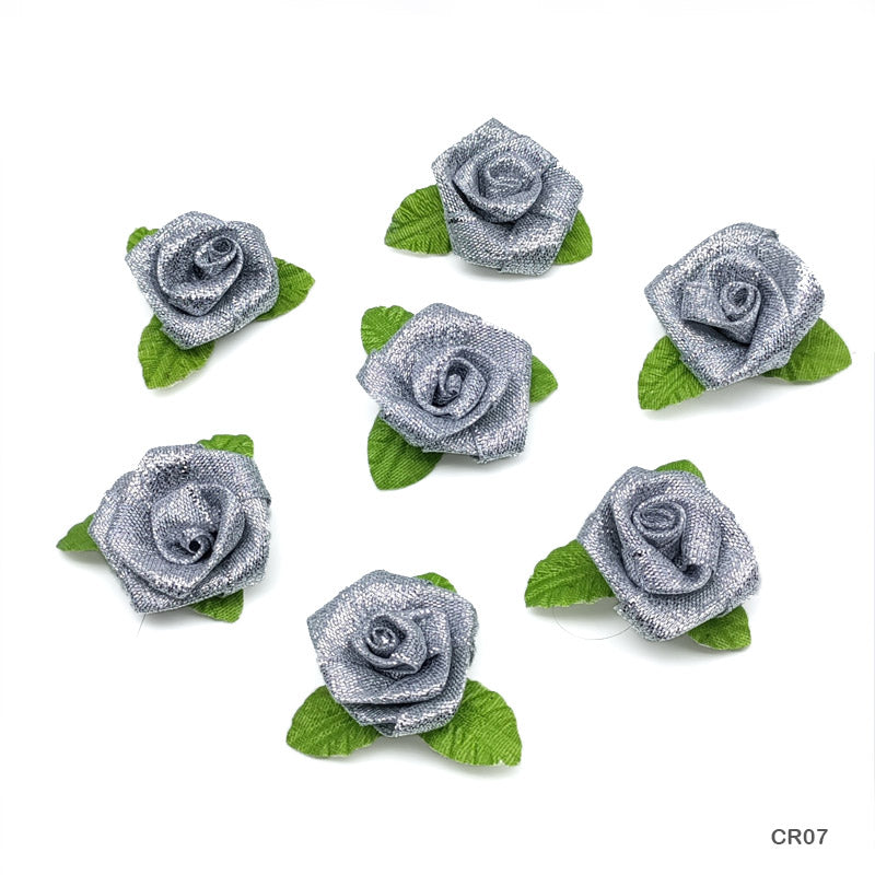 Satin Cloth Flower 24Pc Silver (Cr07)-Gift To Love-Art & Craft