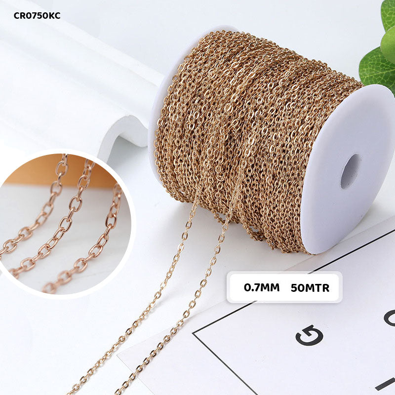 Gift To Love | Chain Round | Color : Kc Gold | Size : 0.7 Mm | Pcs : 50 Mtr | Code : CR0750KC